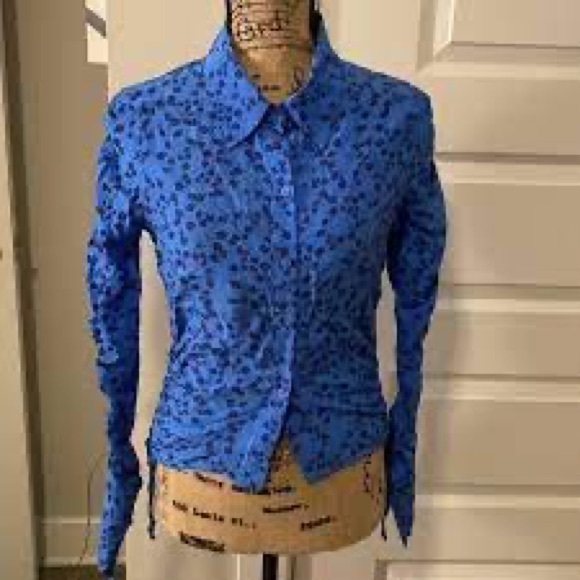🤩 ZARA PRINT SHIRT BLUE - Size M ✨2023 SPRING SUMMER SALE 🌻 - Picture 3 of 3